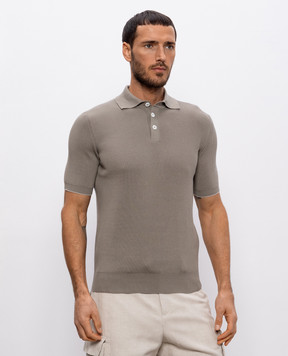 Brunello Cucinelli Поло в рубчик кольору хакі M29400005