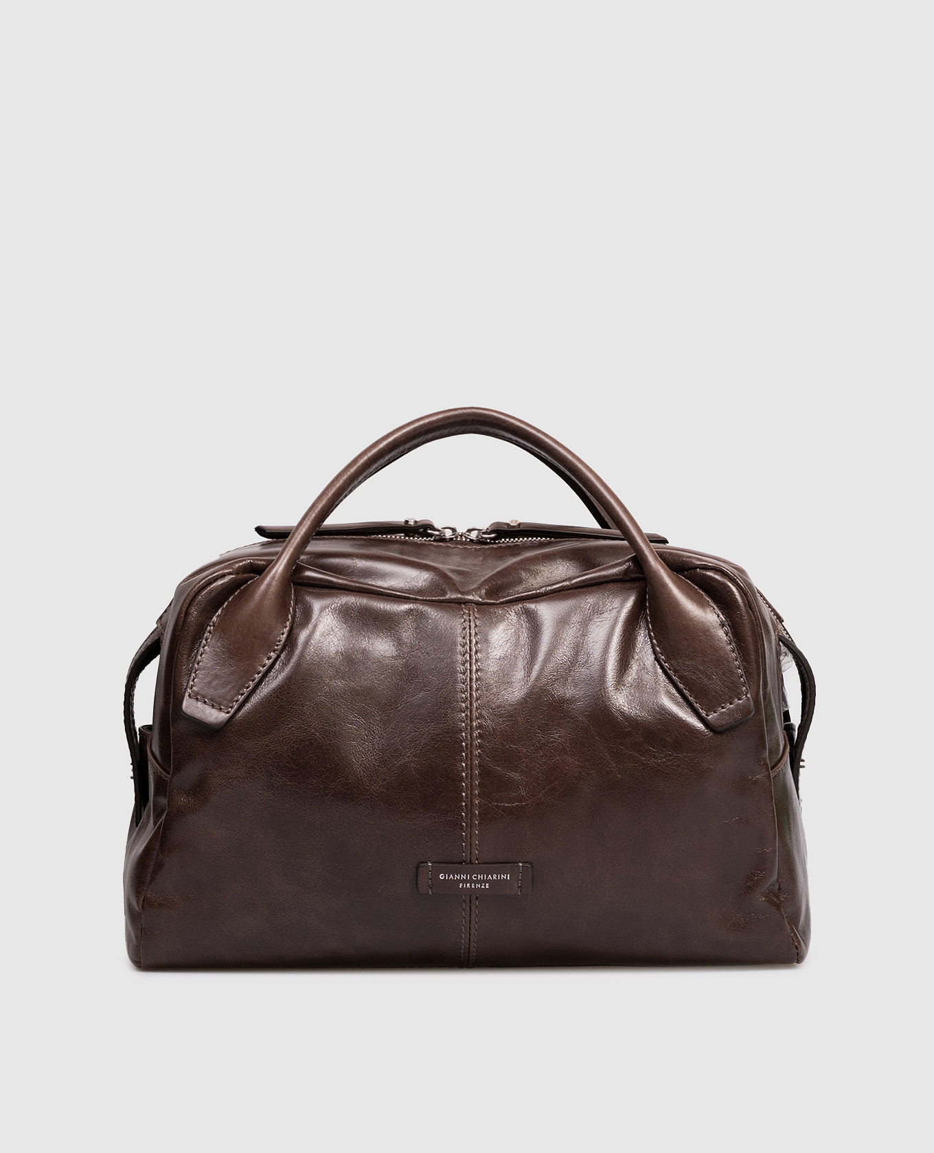 

Коричневая кожаная сумка Emily с патчем логотипа, Коричневый, Сумки через плечо