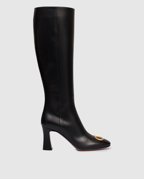 Valentino Чорні шкіряні чоботи з логотипом 7W2S0ML1DSH