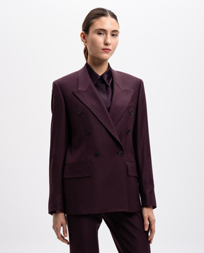 Jacob Lee Бордовый двубортный жакет из шерсти WWB0205AW24BR