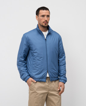 Moncler Синяя пуховая куртка Berre с кожаной нашивкой логотипа K10911A00053597X2