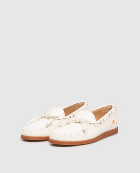 Valentino Бежеві шкіряні мокасини з емблемою VLogo Signature 7W2S0MW1PNJ