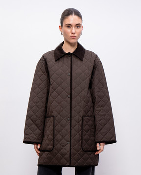 Toteme Коричнева стьобана куртка з вишивкою логотипа 241WRO1022FB0169