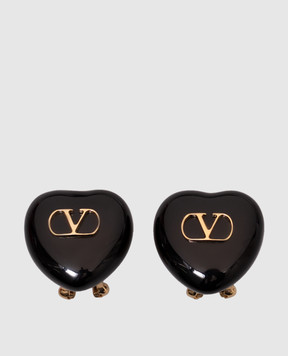 Valentino Чорні сережки-кліпси COEUR з емблемою логотипа 6W2J0Y10MJP