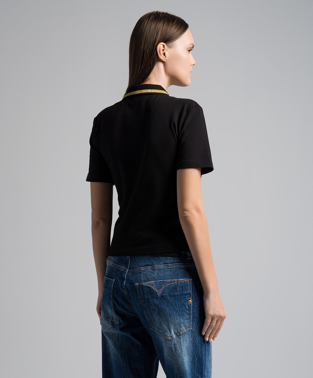VERSACE JEANS COUTURE ブラックタンクトップ XS Versace Jeans Couture - Черное поло с вышивкой логотипа