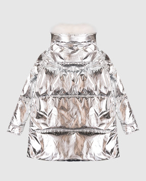 Yves Salomon Enfant Детский серебристый пуховик 25WEM912XXDOXW1214