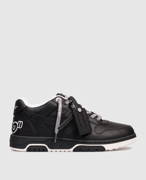 Off-White Чорні шкіряні кросівки Out Of Office M189F5L006