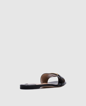 Tom Ford Черные кожаные лакированные шлепанцы WITNEY W3526LCL072G