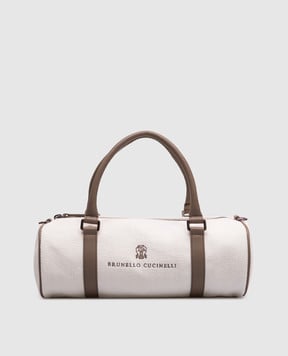 Brunello Cucinelli Біла комбінована сумка з вишивкою логотипа ML571M202