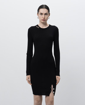 Versace Черное платье мини с шерстью с брендовыми шпильками 10177731A12700
