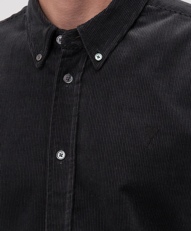 Ami Paris Серая вельветовая рубашка HSH797CO0089 изображение 5