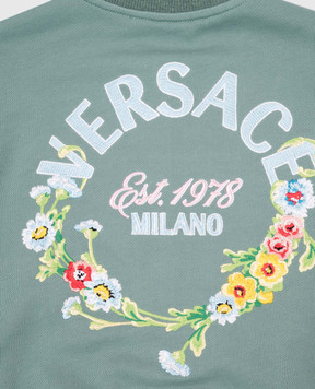 Versace Детский зеленый бомбер с вышивкой логотипа 10184071A13091
