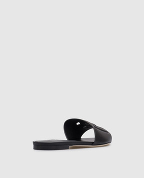 Dolce&Gabbana Черные кожаные шлепанцы DG Millennials CQ0436AY329