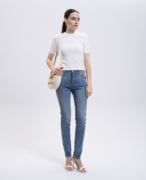 Balmain Синие джинсы скини с эффектом потертости FF1MF066DF79