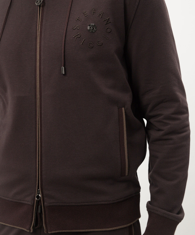 Stefano Ricci Коричневый спортивный костюм с вышивкой логотипа с металлической монограммой K101044P3DK101044FCR изображение 5
