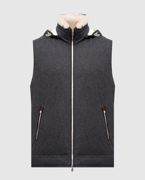 Brunello Cucinelli Серый пуховый жилет из шерсти MM4701656