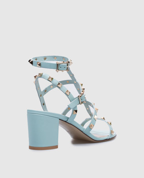 Valentino Зелені шкіряні босоніжки з пірамідками Rockstud 6W2S0491VBP