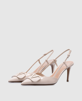 Valentino Бежевые лакированные босоножки с логотипом VSLING логотип 6W2S0R01TMK