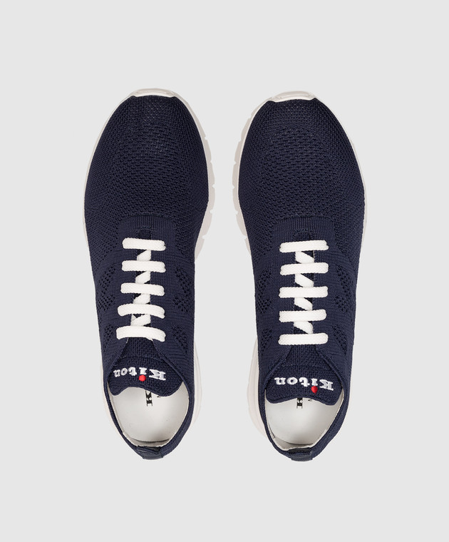 Kiton Синие кроссовки с логотипом USSA081N00819 изображение 4