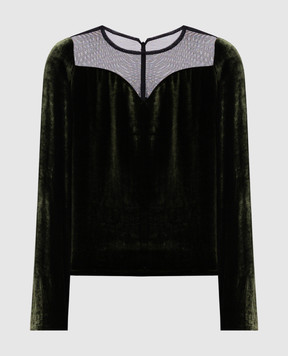 Lanvin Зеленая бархатная блуза RWTO60102393