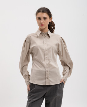 Brunello Cucinelli Бежева сорочка з ланцюжком моніль MP091MN706