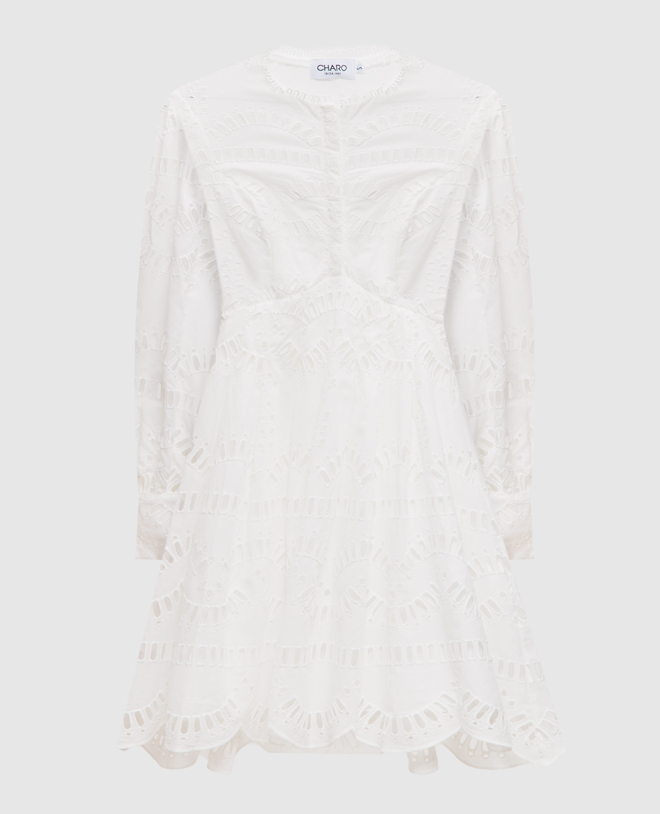 Белое платье-рубашка Franca с вышивкой бродери