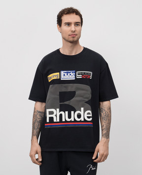 Rhude Чорна футболка з принтом логотипа RHSS25TT12012