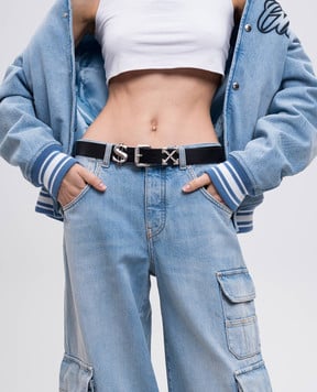 Off-White Черный кожаный ремень с логотипом Arrow OMRB14CC99LEA001