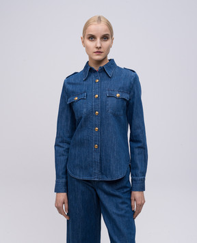 Valentino Синяя джинсовая рубашка с льном 6B3DB02X94C