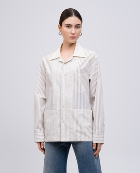 Maison Margiela Бежевая рубашка с шелком в полоску S50DT0047MTN053