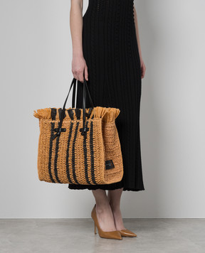 Gianni Chiarini Бежевая плетеная сумка-тоут MARCELLA с логотипом BS10860SLOW