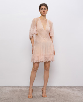 Twinset Розовое платье мини Isola Bella из кружева 251TS2093