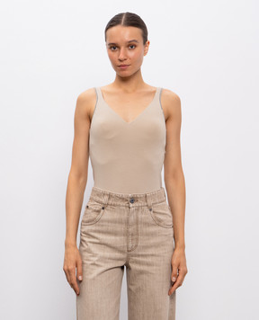 Brunello Cucinelli Бежевий топ з ланцюжком моніль M0T18BA702