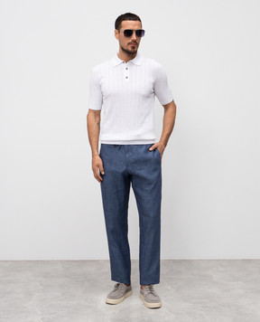 Canali Брюки синие из льна AE04999U7003