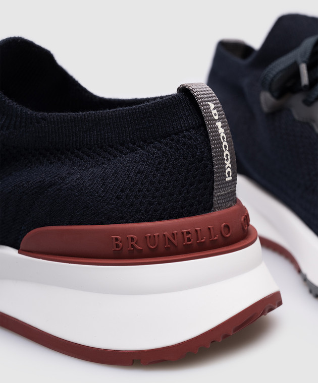 Brunello Cucinelli Синие снокеры с фактурным логотипом MZUPMBO252 изображение 5