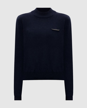 Brunello Cucinelli Синій джемпер з кашеміру з ланцюжком моніль M12212604P
