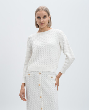 Twinset Білий джемпер у фактурний візерунок з логотипом 242TP3340