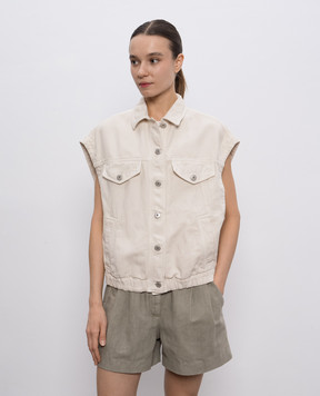 Brunello Cucinelli Бежевий джинсовий жилет з льоном ML996FX706