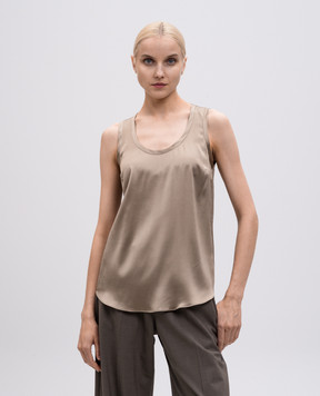 Brunello Cucinelli Бежевий топ із шовку M0C59E0600
