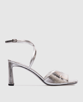 Jimmy Choo Сріблясті шкіряні босоніжки Karli KARLI75BYK