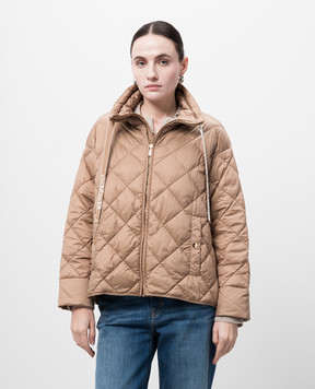 Max Mara Коричнева стьобана пухова куртка PISOFT з логотипом PISOFT