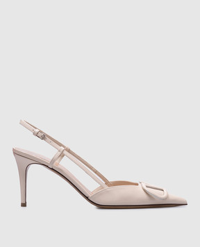 Valentino Бежевые лакированные босоножки с логотипом VSLING логотип 6W2S0R01TMK