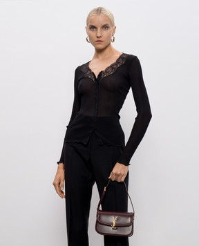 Saint Laurent Бордова шкіряна сумка SOLFERINO 8435240SX0W