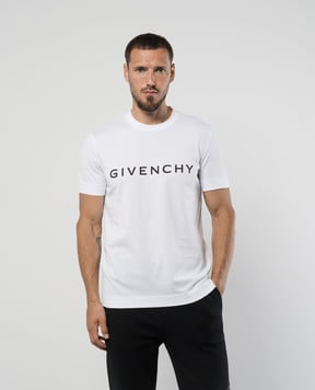 Givenchy Біла футболка з принтом логотипа BM716G3YAC