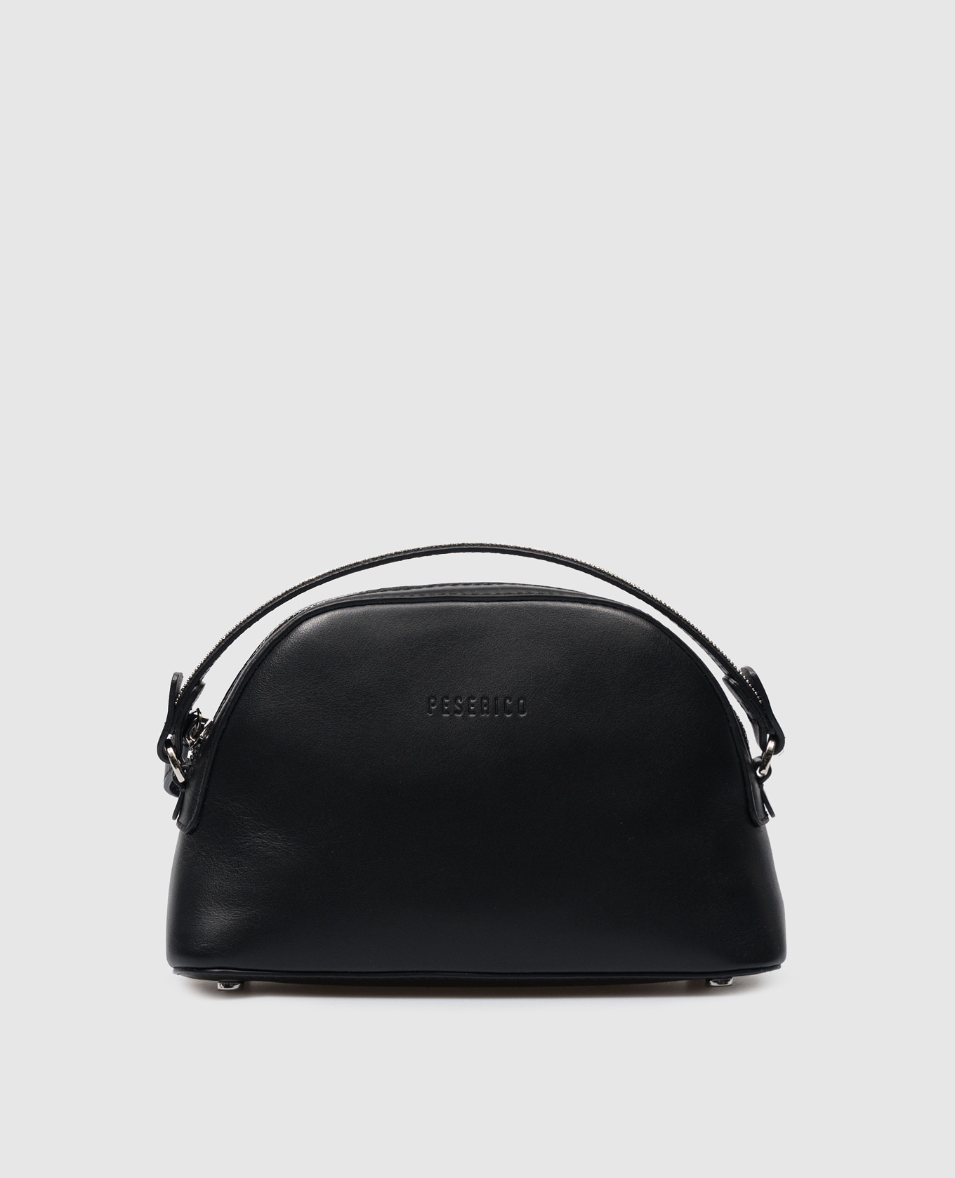 Black leather clutch with monil chain