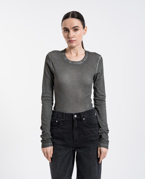 Helmut Lang Серый лонгслив с вышивкой монограммы логотипа. O10HW505