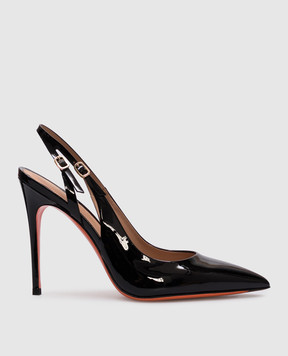 Santoni Черные кожаные лакированные босоножки AUDREY WDSX70298HA2BVHD