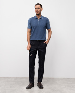 Bertolo Cashmere Сині джинси з патчем логотипа 000329002493