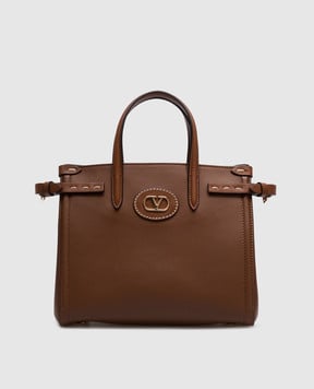Valentino Коричневая кожаная сумка-тоут с логотипом 6W2B0R20CVC