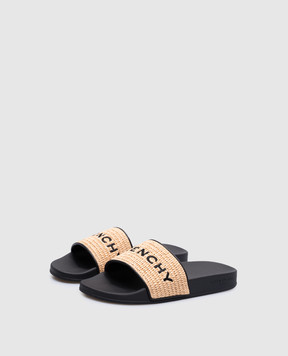 Givenchy Черные шлепанцы с рафием с вышивкой логотипа BE3076E29B